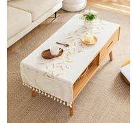 KFBVDR Mantel Mesa de Comedor Mantel Mesa Rectangular Mantel con Aspecto Lino Mesa De Café Manteles Rústico Mantel para Mesa, Comedor, Restaurante (Gold Leaf,50 * 180cm(20 * 71inch))