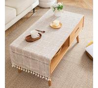 KFBVDR Mantel Mesa de Comedor Mantel Mesa Rectangular Mantel con Aspecto Lino Mesa De Café Manteles Rústico Mantel para Mesa, Comedor, Restaurante (Beige Medium Plaid,60 * 160cm(24 * 63inch))