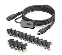 KFD Cable de Carga Rápida USB C a Enchufe de CC PD de 100W USB Tipo C 15 en 1 Universal Con Adaptador de Pantalla Digital Cable de Extensión Voltaje Ajustable 1.8m Power Cord Convertidor