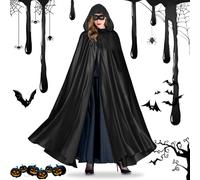 KFDDRN Capa Negra Con Capucha, Capa Largo Vampiro Mit Máscara De Ojo Halloween Para Unisex Adulto Niños Disfraz De Carnaval Navidad Fiesta Disfraces