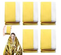 KFDDRN Manta de rescate, 210 x 160 cm, 5 unidades, manta de rescate, manta de emergencia, manta de primeros auxilios, para primeros auxilios, senderismo y camping y exteriores, color dorado y plateado