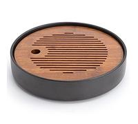 KFGISD, Bandeja pequeña de té Kung Fu, Plato de Taza con Drenaje, Bandeja Redonda for Servir Estilo Tradicional Chino.,Bandeja para té Kung Fu