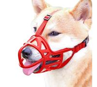 KFGISD, Bozal antiladridos for Perros, Suave, Talla Mediana, Transpirable, Ajustable, diseño humanizado, Apertura Frontal, Permite jadear.,Bozal para Perro(Red No Reflective Tape,M)