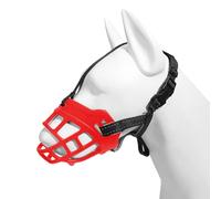 KFGISD, Bozal for Perro, Suave, antimordeduras, Transpirable, Ajustable, con Apertura Frontal y Gran Orificio de respiración.,Bozal para Perro(Red,No. 6)