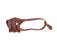 KFGISD, Bozal for Perros, bozal for Evitar mordeduras, de Cuero, Transpirable, Ajustable, Permite jadear y Beber, Gran Orificio de respiración.,Bozal para Perro(Brown,M)