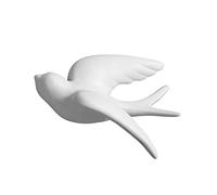 KFGISD, Escultura de pájaro de cerámica Blanca 3D, Arte de Pared,Adornos para Colgar en la Pared(Left,L)
