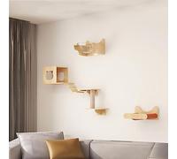 KFGISD, Estantes de Pared de Madera Maciza for Gatos, estantes y Perchas for Paredes, cápsula Espacial, Pasillo aéreo, Plataforma de Salto Tipo túnel,Escalera para Gato(Wall Combination 2)