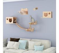 KFGISD, Estantes y Perchas de Madera Maciza for Pared, Juego de trepa for Gatos, área de Juegos for Gatos, Ahorra Espacio, Montaje DIY,Escalera para Gato(Style 4)