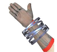 KFGISD, Guantes anticortes con brazos extendidos, aptos for uso alimentario, for chefs y carniceros. Guantes de malla de trabajo.,Guantes de alambre de acero inoxidable resistente(Arm 15cm,1PCS/XL)