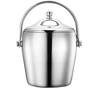 KFGISD, Juego de cubo de hielo y pinzas for hielo Cubo de hielo con tapa for cubitos de hielo, cubo de hielo enfriador de vino de acero inoxidable ，Cubitera