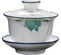 KFGISD, Juego de té de Kung Fu, cuenco cubierto, taza de té china retro pintada a mano, taza de té Gaiwan de cerámica, sopera de té hecha a mano, vajilla de porcelana ，Tazas de té(O 9.5x8.8cm 180ml)