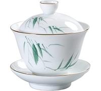 KFGISD, Juego de té de Kung Fu, cuenco cubierto, taza de té china retro pintada a mano, taza de té Gaiwan de cerámica, sopera de té hecha a mano, vajilla de porcelana ，Tazas de té(K 9.4x10.4cm 200ml)