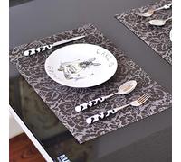 KFGISD, Mantel Individual de Exterior for Mesa de Comedor Infantil, Aislante de PVC, Color Gris Grove,Salvamanteles antiquemaduras(Rose Jacquard (Brown and Black))