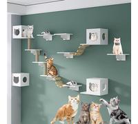 KFGISD, Marco de Pared for Gatos for trepar, estantes y Perchas, casa, Escalera de sisal, escalones y Plataforma de Viaje, Ahorra Espacio.,Escalera para Gato(Style10)