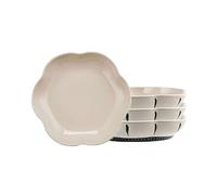 KFGISD, Platos de cena divididos, Plato de control de dieta, Platos de cena, Juego de 4, Platos de postre, ensalada, pasta, platos de cerámica japonesa redondos blancos,Platos(8inch flower)