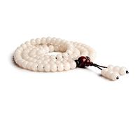 KFGISD, Pulsera de Cuentas de oración budistas, Pulsera de Cuentas, Cuentas de oración, Collar de Pulsera multicírculo de raíz de Bodhi de Jade Blanco,Rosario Budista(Tan)
