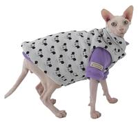 KFGISD, Ropa for Gato Sphynx, Abrigo cálido, Pijama de algodón for Gato, Chaleco Gris for Devon Rex Cornish, Conjunto de Dos Piezas,Ropa para Gatos(Only Coat,Small)
