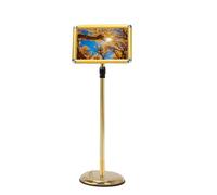 KFGISD, Soporte de pie for letreros A2/A3/A4 con Marco de Aluminio de Apertura a presión, Vista de 360° for Uso Personal y Profesional, 9,45 x 12,87 Pulgadas, Color Negro,Expositor de Carteles(Golden