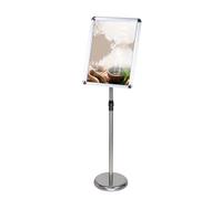 KFGISD, Soporte for letreros de piso de base metálica de apertura a presión de alta resistencia, vista vertical y horizontal, 9,6 x 13,5 pulgadas, color negro ,Expositor de carteles(White,9.6*13.5inch