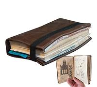 KFGJ Indiana Jones Grail Diary, Diario del Grial Indiana Jones,Réplica de Accesorios de Diario de Indiana Jones,Réplica de Accesorios de Película Clásica,Cuaderno de Notas de Cuero, Brown, 6.7 x 4 in