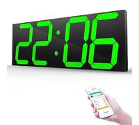 KFHDSAS Reloj De Pared Digital LED De 18 Pulgadas Y 6 Dígitos, 3 Niveles De Brillo, Cuenta Atrás, Atenuación Automática, Alarma, Calendario, Termómetro Y Control Remoto Bluetooth.(Green)