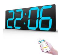 KFHDSAS Reloj De Pared Digital LED De 18 Pulgadas Y 6 Dígitos, 3 Niveles De Brillo, Cuenta Atrás, Atenuación Automática, Alarma, Calendario, Termómetro Y Control Remoto Bluetooth.(Blue)