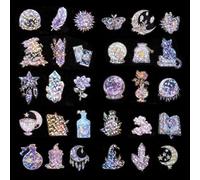 KFHENSOMR 30 pegatinas de brujas para álbumes de recortes, calcomanías transparentes de lámina dorada, estéticas, mágicas, holográficas, para diarios, cuadernos, papelería