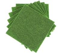 KFHENSOMR 6 alfombrillas de césped falso, 15 x 15 cm, hojas de césped artificial en miniatura para jardín de hadas, modelo falso, adorno de césped para decoración de casa de muñecas, suministros de