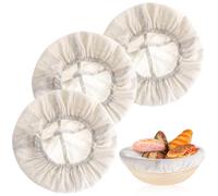 KFHENSOMR Cubierta a prueba de pan, 3 piezas de cubiertas de masa madre para prueba de pan, cesta de tela de ratán Banneton para panadería y hornear en casa (aproximadamente 10 pulgadas)