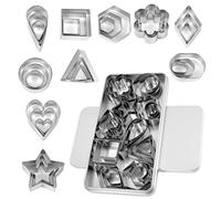 KFHENSOMR Juego de 30 cortadores de galletas con forma geométrica pequeña de acero inoxidable para cortar masa de pastelería, corteza de pastel y galletas de frutas, herramientas de corte de sellos