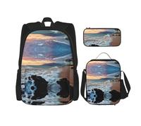 Kfjghhl Beach Maui Hawaii Sunset Sea Waves Clouds - Estuche para lápices, mochila para el almuerzo, para niños y niñas, conjunto de mochila escolar para estudiantes universitarios