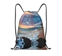 Kfjghhl Beach Maui Hawaii Sunset Sea Waves Clouds - Mochila deportiva con cordón ajustable, bolsa de gimnasio, para mujeres, hombres, niños, deportes al aire libre, Black, S, Vacaciones