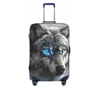 Kfjghhl Blue Eyes Wolf - Funda lavable para equipaje, a la moda, se adapta a la funda de equipaje de viaje de 18 a 32 pulgadas, White, S