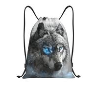 Kfjghhl Blue Eyes Wolf - Mochila deportiva con cordón ajustable, para mujeres, hombres, niños, deportes al aire libre, Black, M, Vacaciones
