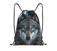 Kfjghhl Blue Eyes Wolf - Mochila deportiva con cordón ajustable, para mujeres, hombres, niños, deportes al aire libre, Black, M, Vacaciones