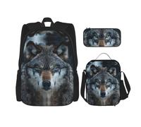 Kfjghhl Blue Eyes Wolf - Mochila para el almuerzo para niños y niñas, juego de mochila para la escuela, laptop, estudiantes, verano