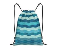 Kfjghhl Blue Wave Stripe - Mochila deportiva con cordón ajustable a granel, para mujeres, hombres, niños, deportes al aire libre, Black, M, Vacaciones