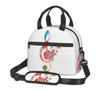 Kfjghhl Bolsa de almuerzo colorida con música para mujer, amplia apertura, portátil, con bolsillo, térmica, para adultos, picnic, playa