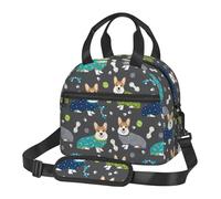 Kfjghhl Bolsa de almuerzo con diseño de perros Corgi para mujer, amplia apertura, portátil, con bolsillo, térmica, para adultos, picnic, playa