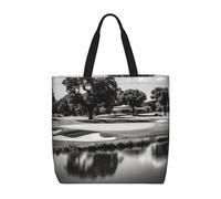 Kfjghhl Bolsa de golf blanca y negra de gran capacidad, con cremallera para el hombro, para mujer, mujer, niña, tienda, trabajo, universidad, uso diario