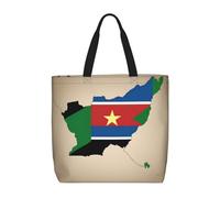 Kfjghhl Bolsa de mano con diseño de mapa de la bandera de Sudán del Sur con estrella amarilla, gran capacidad, cremallera para el hombro, para mujer, mujer, niña, tienda, trabajo, universidad, uso