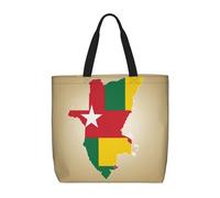 Kfjghhl Bolsa de mano con diseño de mapa de la bandera de Togo con una estrella blanca, gran capacidad, con cremallera para el hombro, para mujer, mujer, niña, tienda, trabajo, universidad, uso diario