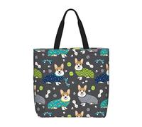 Kfjghhl Bolsa para llevar ropa de perro Corgi, gran capacidad, con cremallera para el hombro, para mujer, mujer, niña, tienda, trabajo, universidad, uso diario
