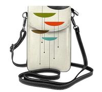 Kfjghhl Bolso cruzado pequeño con estampado moderno de mediados de siglo para mujer, ligero, de cuero vegano, para teléfono celular, cartera