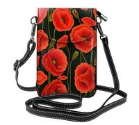Kfjghhl Bolsos cruzados pequeños con diseño de flores de amapola para mujer, ligeros, de cuero vegano, para teléfono celular, cartera