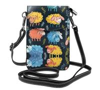 Kfjghhl Bolsos cruzados pequeños con patrón de dibujos animados de ovejas coloridas para mujer, ligeros, de cuero vegano, monedero para teléfono celular, cartera