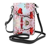 Kfjghhl Bolsos cruzados pequeños de piel vegana para mujer, diseño de rama de pájaro rojo, cartera para teléfono celular, cartera