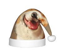 Kfjghhl Bonito sombrero de Papá Noel Corgi para niños, sombreros de Navidad, unisex, para vacaciones, Año Nuevo, fiesta festiva