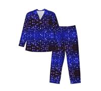 Kfjghhl Bright Stars - Conjunto de pijama de manga larga para hombre, diseño de estrellas brillantes, conjunto de pijama de manga larga para hombre, ropa de descanso suave con bolsillos, Negro, S