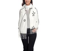 Kfjghhl Bufanda de dibujo de estrellas para mujer, chal con borlas, ropa de mujer, diseño de buena calidad, chal, regalo de Navidad